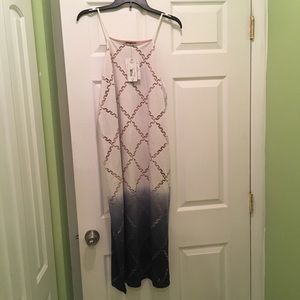 White drip die mid knee length dress